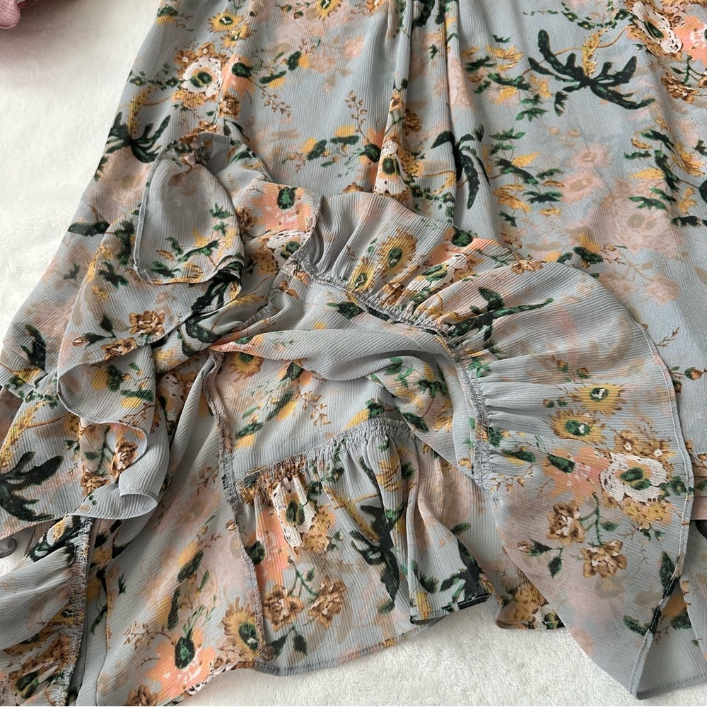 Anthro Maeve Floral Magda Handkerchief Ruffle Tunic Top Small - Picture 6 of 11